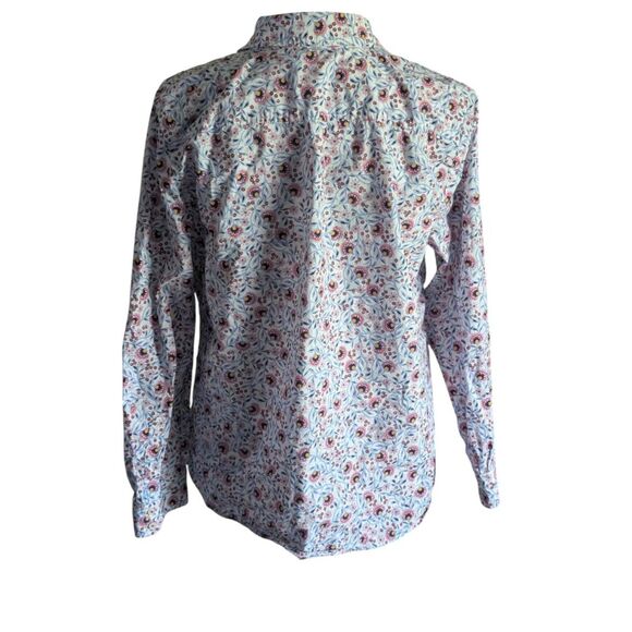 Talbots Petite LP Pink Blue Floral Print 100% Cotton Button Up Shirt - Picture 5 of 5